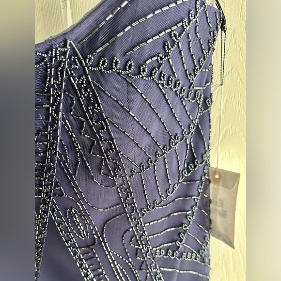 NEW B’zar Navy beaded strapless evening gown, size 4 - Picture 3 of 5